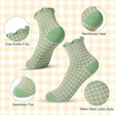 Frilly Socks - cute checked ankle socks for women - cotton knitted casual crew socks