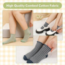 Frilly Socks - cute checked ankle socks for women - cotton knitted casual crew socks