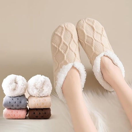Women's Slipper Socks - Winter Warmth - Fluffy Sherpa lining - Ultra-comfortable for bare feet - One size (Washable)