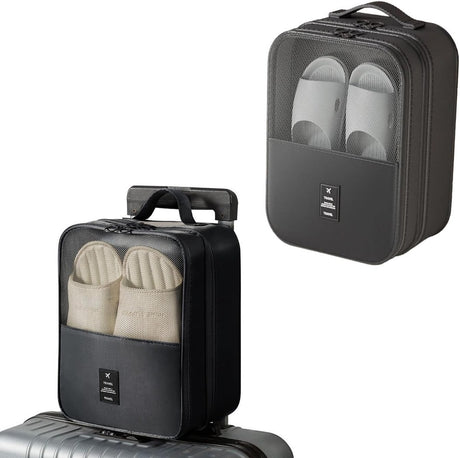 2 shoe storage bags - for travel and daily organization - suitable for 3 pairs of shoes - portable and compact shoe organizer for luggage (black)
