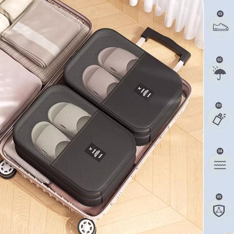 2 shoe storage bags - for travel and daily organization - suitable for 3 pairs of shoes - portable and compact shoe organizer for luggage (black)