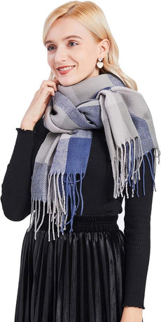 women's scarf-Women's scarf-women's winter scarf - warm winter scarf - wrap-long-soft-warm checkered wrap-scarf for winter.