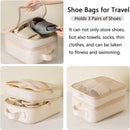 2 shoe storage bags - for travel and daily organization - suitable for 3 pairs of shoes - portable and compact shoe organizer for luggage (off-white)