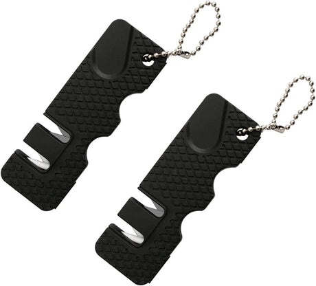 Knife Sharpener-Honing Steel - 2-pack mini Anti-Slip Sharpening Stones for Outdoor Tools, Kitchen, Multifunctional Portable Mini Sharpening Stones - Perfect for Outdoor Travel (Black)
