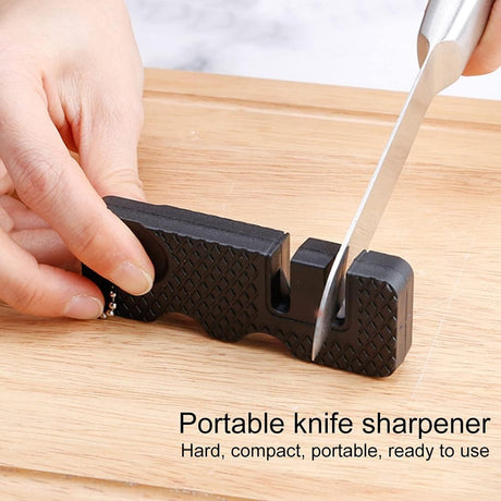 Knife Sharpener-Honing Steel - 2-pack mini Anti-Slip Sharpening Stones for Outdoor Tools, Kitchen, Multifunctional Portable Mini Sharpening Stones - Perfect for Outdoor Travel (Black)