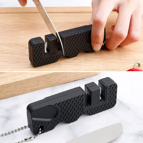 Knife Sharpener-Honing Steel - 2-pack mini Anti-Slip Sharpening Stones for Outdoor Tools, Kitchen, Multifunctional Portable Mini Sharpening Stones - Perfect for Outdoor Travel (Black)