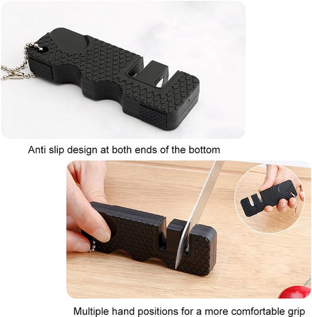 Knife Sharpener-Honing Steel - 2-pack mini Anti-Slip Sharpening Stones for Outdoor Tools, Kitchen, Multifunctional Portable Mini Sharpening Stones - Perfect for Outdoor Travel (Black)