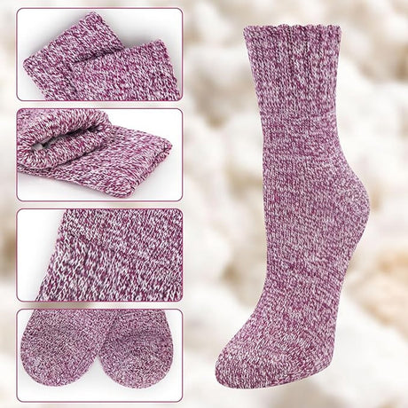 5-pair women's winter socks - extra thick and comfortable winter socks - knitted socks - warm and fun knitted socks - women's gifts
