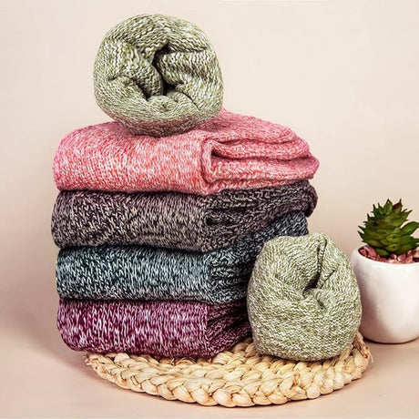 5-pair women's winter socks - extra thick and comfortable winter socks - knitted socks - warm and fun knitted socks - women's gifts