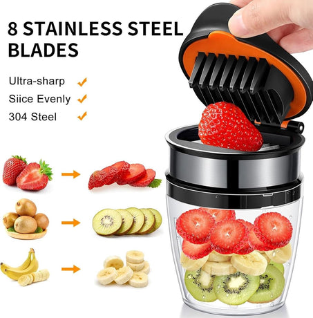 Fruit Slicer - Egg Slicer - Stainless Steel - Suitable for soft fruit - With non-slip base - Quickly make fruit and vegetable salads.
