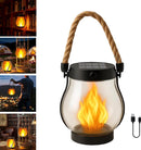 Outdoor solar lights - Solar garden lighting - Solar lantern - Dancing flame outdoor solar lanterns waterproof lighting - Hemp rope flame lamp - For camping garden patio garden halloween decoration (1 piece)