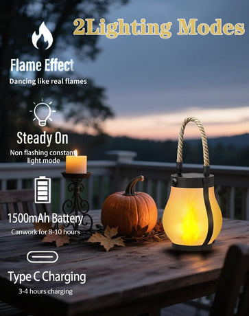 Outdoor solar lights - Solar garden lighting - Solar lantern - Dancing flame outdoor solar lanterns waterproof lighting - Hemp rope flame lamp - For camping garden patio garden halloween decoration (1 piece)