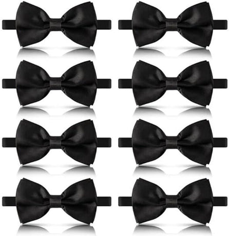 8 men's bow ties, pre-tied men's bow ties, adjustable satin bow tie for all ages