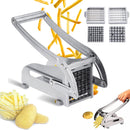French Fry Cutter - Potato Cutter - Vegetable Cutter - 2 Inserts - Non-Slip Rubber Base - Dishwasher Safe - With Soft-Touch Handle - Effortless Vegetable Sticks - 9 and 12 mm - Stainless Steel - Sturdy - Professional