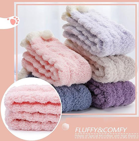 House Socks - 6 Pairs - Women's House Socks - Anti-Slip Socks - Fleece Socks - Thick Socks - One Size - 35-40 - Thick - Bed Socks - Fluffy Socks - Heated Socks - Lined Socks - Winter Socks - Gift Idea