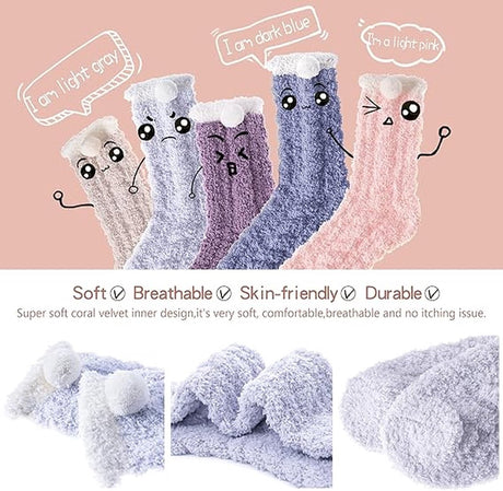 House Socks - 6 Pairs - Women's House Socks - Anti-Slip Socks - Fleece Socks - Thick Socks - One Size - 35-40 - Thick - Bed Socks - Fluffy Socks - Heated Socks - Lined Socks - Winter Socks - Gift Idea