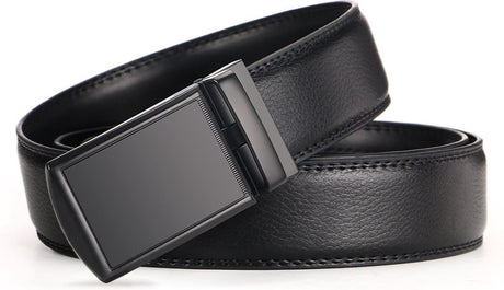 2 Pieces - Men's Belt - Leather Belt - Leather Belt - Shortenable - Adjustable - Automatic Buckle Belt - Trouser Belt - Cow Leather - No Holes - Men's Birthday Belt - Gift for Man - Gift for Men - 110-130cm - Black & Brown