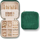 Mini Jewelry Box - Luxury Jewelry Box - With Mirror - Jewelry Box - Flannel - Jewelry Holder - Jewelry Storage Box - Bijouterie Box - Zipper - Travel - Traveling - Women/Girls - Green - Gift For Her - Soft Protection