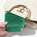 Mini Jewelry Box - Luxury Jewelry Box - With Mirror - Jewelry Box - Flannel - Jewelry Holder - Jewelry Storage Box - Bijouterie Box - Zipper - Travel - Traveling - Women/Girls - Green - Gift For Her - Soft Protection