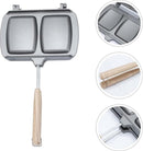Reversible Sandwich Maker - Double-Sided Frying Pan - Contact Grill - Non-Stick Gas Toaster - Sandwich Plate - With Handle - Omelet Sandwich Maker - Grey
