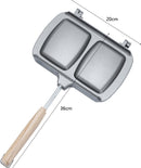 Reversible Sandwich Maker - Double-Sided Frying Pan - Contact Grill - Non-Stick Gas Toaster - Sandwich Plate - With Handle - Omelet Sandwich Maker - Grey