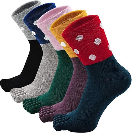 Toe Socks 5 Pairs - Toe Socks - Women's - Cotton - Yoga Socks - Smooth Toe Seam - Runner Toe Socks - Flip-flop Socks - Toe Socks - Toe Socks - Toesocks - Ladies - Antibacterial - Breathable - Comfortable Socks
