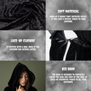 Luxury Black Hooded Coat - 170cm / XXL - Carnival Halloween Costume - Black Velour Coat - Hat - Adults - Dress Up - Costume Cape - Gothic - Fantasy - Halloween Suit - Carnival Clothing - Women and Men