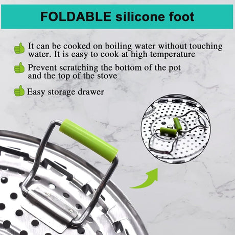 Stainless Steel Steaming Rack - Steamer Basket Pan - Steamer Basket for Vegetables - Vegetable Steamer - Adjustable - Steamer Insert - Steam Flower - Steamer Basket - Foldable Steamer Basket - Dishwasher Safe - Suitable for Vegetables - Suitable for pans