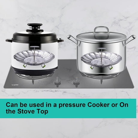Stainless Steel Steaming Rack - Steamer Basket Pan - Steamer Basket for Vegetables - Vegetable Steamer - Adjustable - Steamer Insert - Steam Flower - Steamer Basket - Foldable Steamer Basket - Dishwasher Safe - Suitable for Vegetables - Suitable for pans