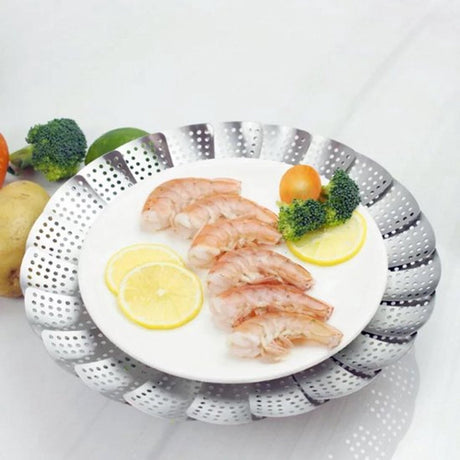 Stainless Steel Steaming Rack - Steamer Basket Pan - Steamer Basket for Vegetables - Vegetable Steamer - Adjustable - Steamer Insert - Steam Flower - Steamer Basket - Foldable Steamer Basket - Dishwasher Safe - Suitable for Vegetables - Suitable for pans