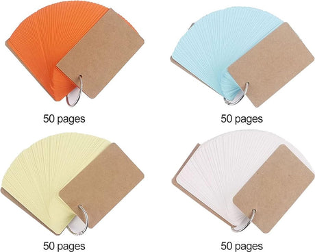 Index Cards - 4 Colors - Flashcards - Flashcards - Vocabulary Cards - Lined - Colorful Learning Cards - Flashcards 200 Pieces - Learning Vocabulary with Rings - Learning Cards - For On the Go - Learning Notes - School Supplies - Home - Office