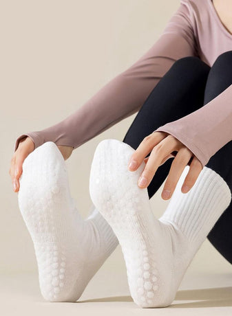 3 pairs of non-slip yoga socks for women - long Pilates socks for women - non-slip Pilates socks - spring and summer socks with a central tube - suitable for yoga, ballet, dance, ballet, fitness - size 35-41