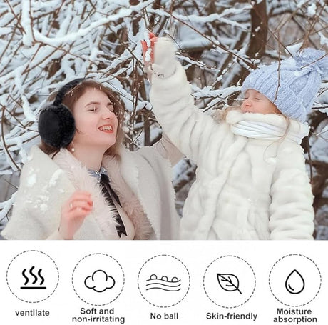 Women's Ear Warmers - Winter Ear Protectors - Unisex - Behind the Head - Ear Warmers - Earmuffs - Ear Warmers - Extra Soft - Comfortable - Winter - One Size - Black