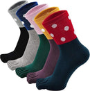 Toe Socks 5 Pairs - Toe Socks - Women's - Cotton - Yoga Socks - Smooth Toe Seam - No Annoying Seams - Runner Toe Socks - Flip-Flop Socks - Toe Socks - Toe Socks - Toesocks - Ladies - Antibacterial - Breathable - Comfortable Socks