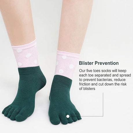Toe Socks 5 Pairs - Toe Socks - Women's - Cotton - Yoga Socks - Smooth Toe Seam - No Annoying Seams - Runner Toe Socks - Flip-Flop Socks - Toe Socks - Toe Socks - Toesocks - Ladies - Antibacterial - Breathable - Comfortable Socks