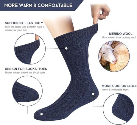 House Socks - 5 Pairs - Non-Slip Socks - Women's House Socks - Wool House Socks - Size 41-45 - Warm - Heated Socks - Fluffy Socks - Slipper Socks - Winter Socks - Thick Socks - Bed Socks - Lined Socks - Gift Idea - Christmas - Christmas Gift for Women