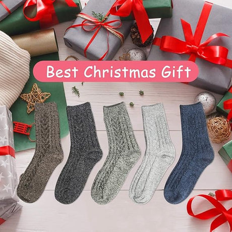 House Socks - 5 Pairs - Non-Slip Socks - Women's House Socks - Wool House Socks - Size 41-45 - Warm - Heated Socks - Fluffy Socks - Slipper Socks - Winter Socks - Thick Socks - Bed Socks - Lined Socks - Gift Idea - Christmas - Christmas Gift for Women