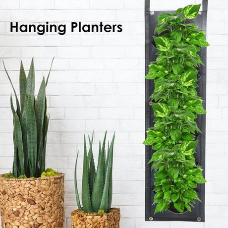 Vertical Garden - 1 Piece - 7 Spacious Compartments - 100 x 30 Cm - Grow Bag - Felt Grow Tray - Breathable - Wall Mounted - Hanging Plant Bag - Grow Bags - Plant Bags - Vegetable Garden - Planter - Gardening - Suitable For Flowers And Plants