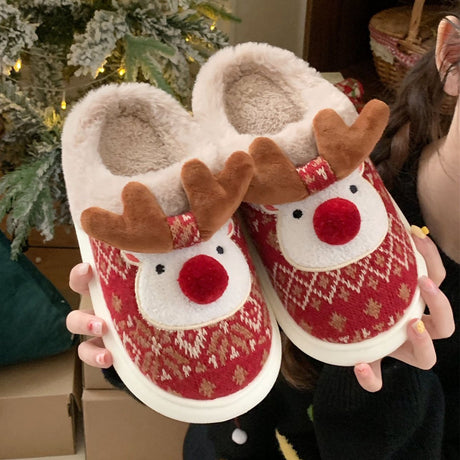 Slippers - House shoes - Christmas - Christmas Gift - Anti-slip - Anti-slip Sole - with Plush Lining - Comfeet - Warm - Women and Men - Size 39/40 - Red - Creative - Interesting - Surprising - Gift - Perfect as a Christmas gift
