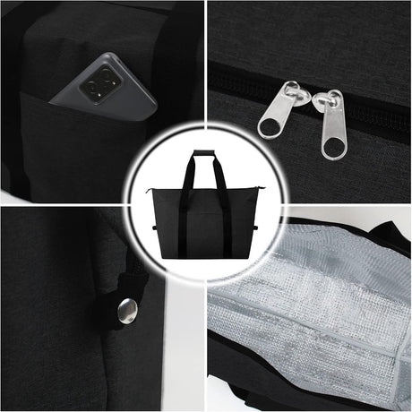 Cooler Bags - Lunch Bag - Foldable Cooler Bag - 20 L - 30x27x19 Cm - Insulation - 300D Oxford Cloth - Handle Strap - Cooler Bag - Lunch Bag - Insulated Cooler Bag - Picnic Bag - Cooler Lunch Bag - Handbag - Shopping Bag - Black - Sustainable