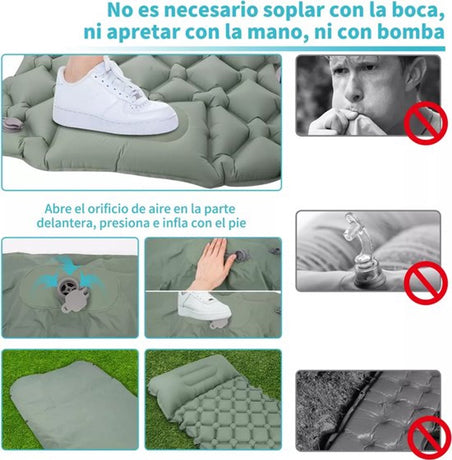 Self-Inflating Sleeping Mat - Self-Inflating with Built-in Foot Pump - 195x60x7 cm - Sleeping Mat - Small Sleeping Mattress - Camping Mattress - Camping Bed - Foldable Guest Mattress - Airbed - Air Mattress - Camping Mattress - Single - Camping, Traveling
