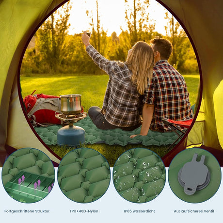 Self-Inflating Sleeping Mat - Self-Inflating with Built-in Foot Pump - 195x60x7 cm - Sleeping Mat - Small Sleeping Mattress - Camping Mattress - Camping Bed - Foldable Guest Mattress - Airbed - Air Mattress - Camping Mattress - Single - Camping, Traveling