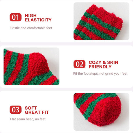 Christmas Socks - 5 Pairs - Ladies' House Socks - Christmas Socks - Heated Socks - Anti-Slip Socks - Bed Socks - Warm Socks - Christmas Gift for Women - Colorful Socks - Cheerful Socks - One Size - Thick - Socks - Fluffy Socks - Christmas Tree - Christmas