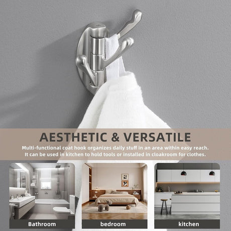 Wall Hook - Swivel Hooks - Foldable Towel Hook - Triple Hook - Hooks - Hanging Hooks - Wall Hook - Coat Hook - Towel Hanger - Towel Hooks - Coat Rack Hook - Coat Rack Hooks - Hat Hook - Metal - For Bathroom, Kitchen - Brushed Silver