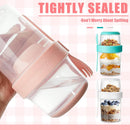 Yogurt Cup - Yogurt Cup To Go - Lunch Pot - BPA-Free - With Spoon - Muesli Cup To Go - Lunch Cup - Lunch Box - Lunch Container - Takeaway - Leakproof - Medium - 560 + 310 ml - Salad To Go - Salad Box - Pink and Green - Sustainable