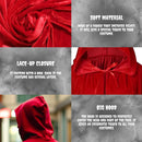 Luxury Red Hooded Coat - 170cm / XXL - Costume for Carnival Halloween - Red Velour Coat - Hat - Adults - Dress Up - Costume Cape - Gothic - Fantasy - Halloween Suit - Carnival Clothing - Women and Men