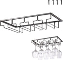 Wine Glass Holder - Wine Glass Hanging Rack - Wine Glass Rack - Glass Rack - Wine Glass Holder - Wine Rack - 4 Rows - Wine Glass Holder - Wine Glass Rack - Wine Glass Organizer - Glass Hanging Rack - For Bar, Kitchen and Cafe - Black - Includes Mounting H