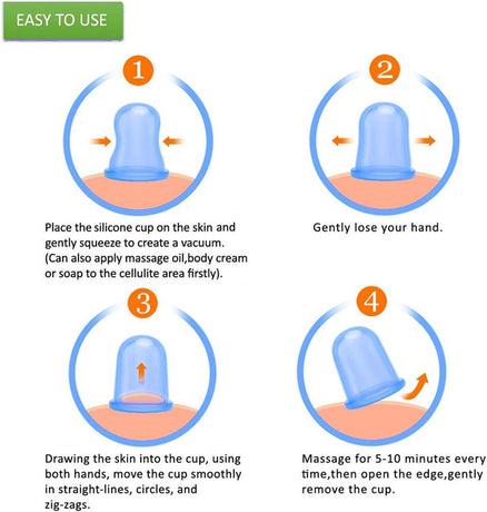 Cellulite Cups - Cupping For Cellulite - Premium Quality Cupping Set (7-Piece) - Cupping Cups - Full Body - Cupping Cups Massage - For Face, Arms And Legs - Blue - Vacuum Silicone Cupping Set - Anti-Orange Peel - Anti-Cellulite Massage
