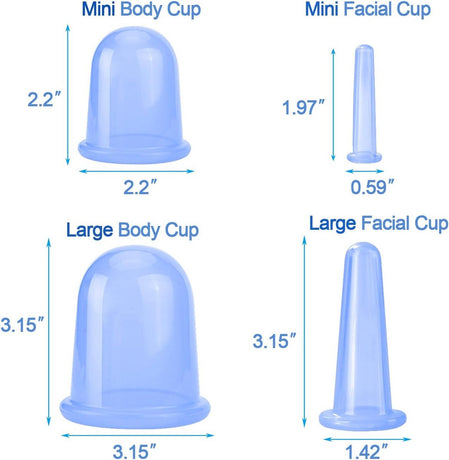 Cellulite Cups - Cupping For Cellulite - Premium Quality Cupping Set (7-Piece) - Cupping Cups - Full Body - Cupping Cups Massage - For Face, Arms And Legs - Blue - Vacuum Silicone Cupping Set - Anti-Orange Peel - Anti-Cellulite Massage