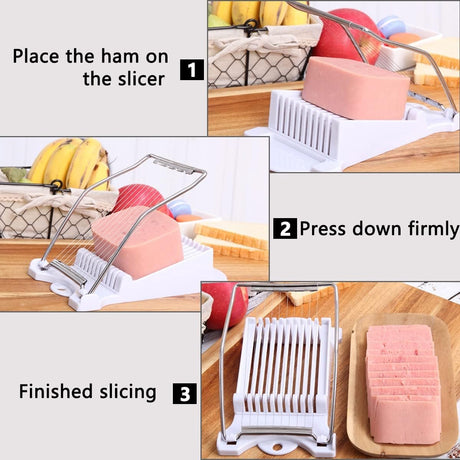Cheese Slicer - Multipurpose Slicer Dicer - Vegetable Cutter - Multifunctional Chaf - Stainless Steel - Kitchen Utensils - Kitchen Accessories - Cheese Slicer for Young Cheese - For Cheese/Ham/Root Vegetables/Hot Dogs - White
